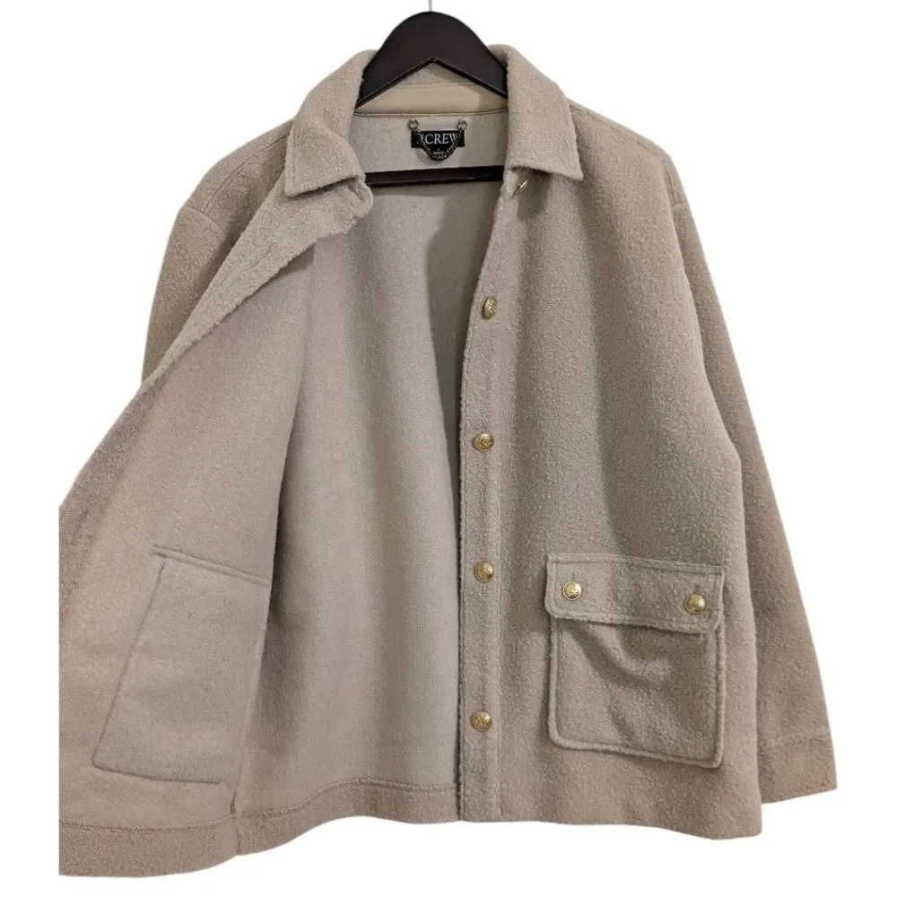 J.Crew Bouclé shirt-jacket Women's Large - Sandstone Style CF098 NWOT - Picture 5 of 9